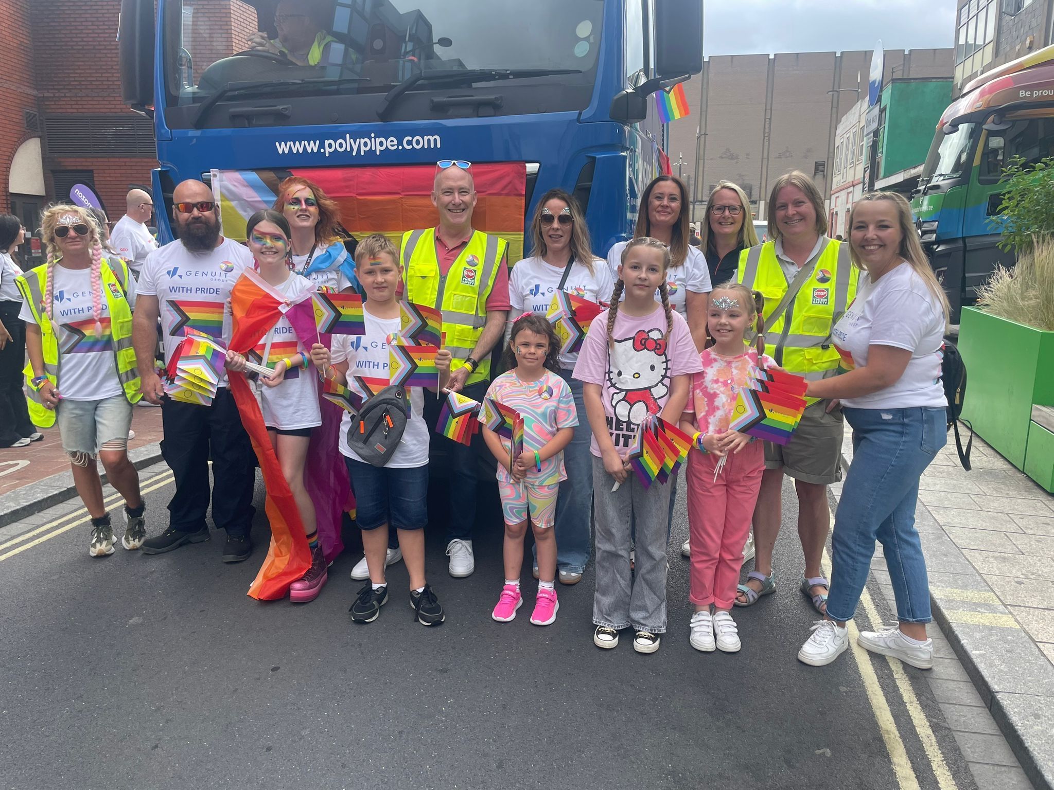 The team from Polypipe Building Products attend Doncaster Pride with one of their Lorries.