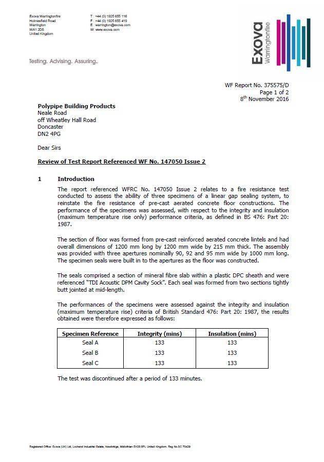 [MATERIAL DATA SHEET] Cavity Sock Polypipe