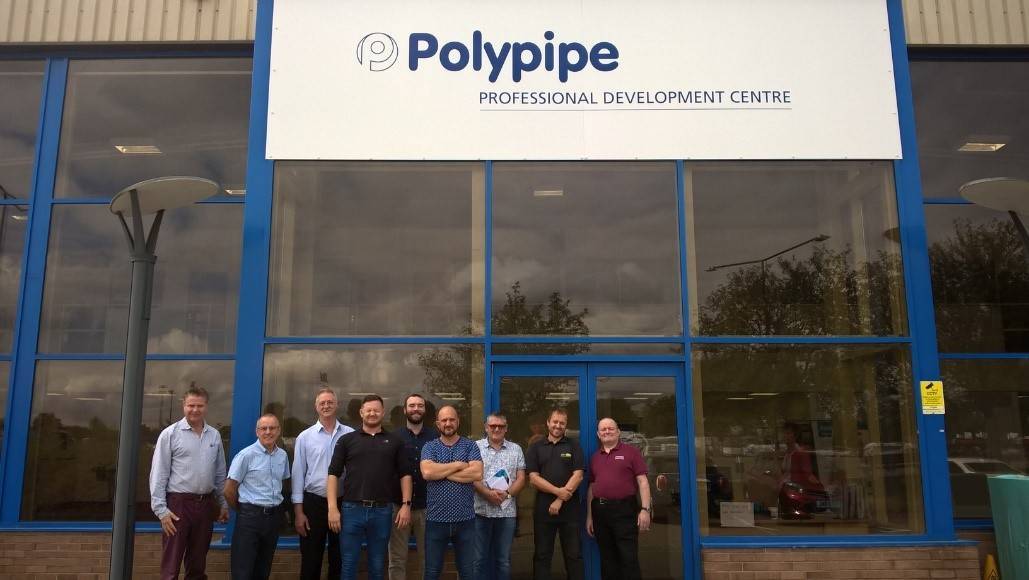 Lecturers from Eastleigh College outside the Polypipe PDC