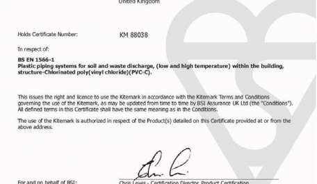 BS EN 1566 PVCu Waste systems