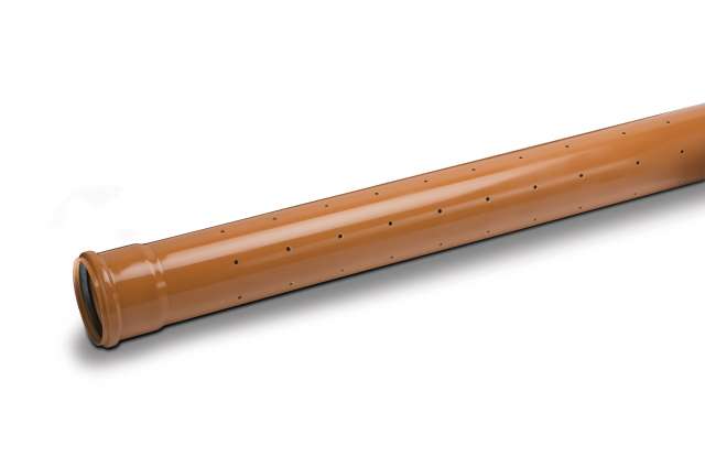 Sewerdrain UG1269 PVCu drainage pipe single socketted perforated terracotta