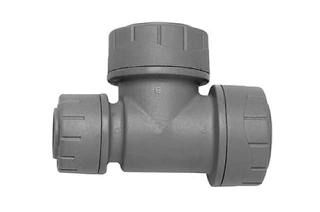 PolyPlumb 15mm x 10mm x 15mm End Reduced Tee Grey