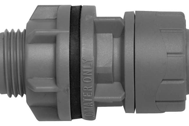PolyPlumb 15mm x 1/2inch Tank Connector Grey