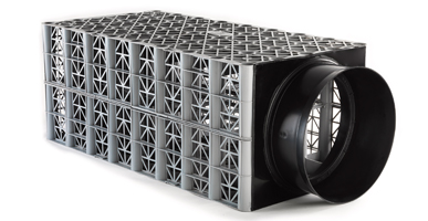 Polystorm Cell Including Drainage Flange Connection